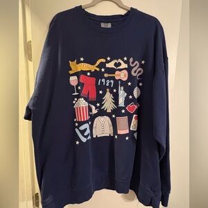 Taylor Swift Eras Tour Inspired Navy Comfort Colors Crewneck Sweatshirt Swifties